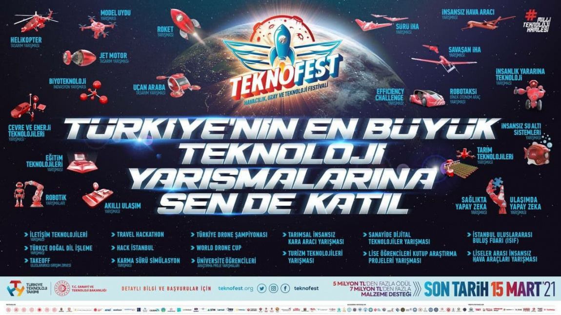 TEKNOFEST 2021 Havacılık, Uzay ve Teknoloji Festivali Başvuru Süresi 15 Mart 2021'e Uzatıldı
