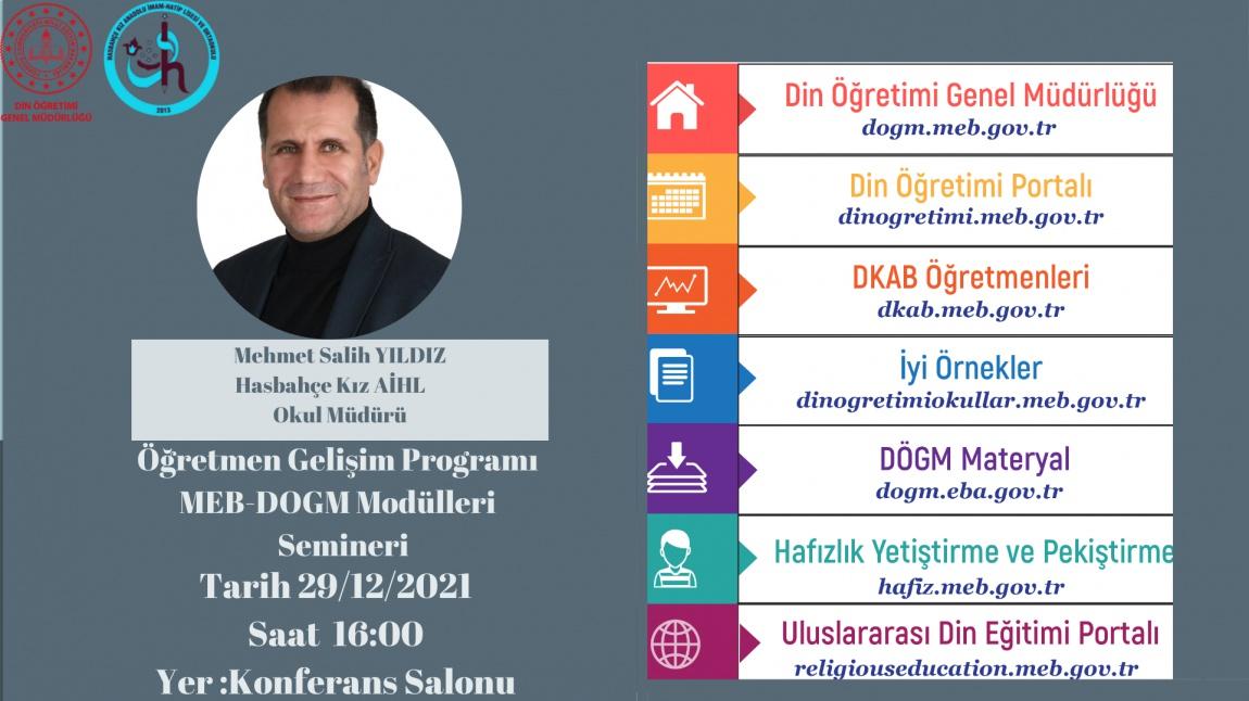 Okul Müdürümüz Mehmet Salih YILDIZ'dan  Öğretmenlerimize Yönelik MEB-DOGM Modülleri Bilgilendirme Semineri Gerçekleştirildi.